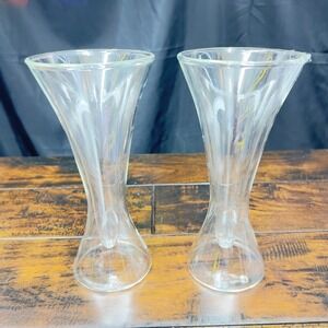 Unique Double Walled Martini Glasses Set of 2 Clear Glass Stemless Barware 7.5in